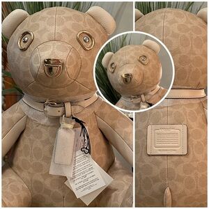 COACH Collectible Bear in Vanilla/Chalk Signature Canvas w/Gold-Tone Hardware